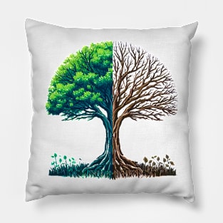 Alive and Dead Tree Design Pillow