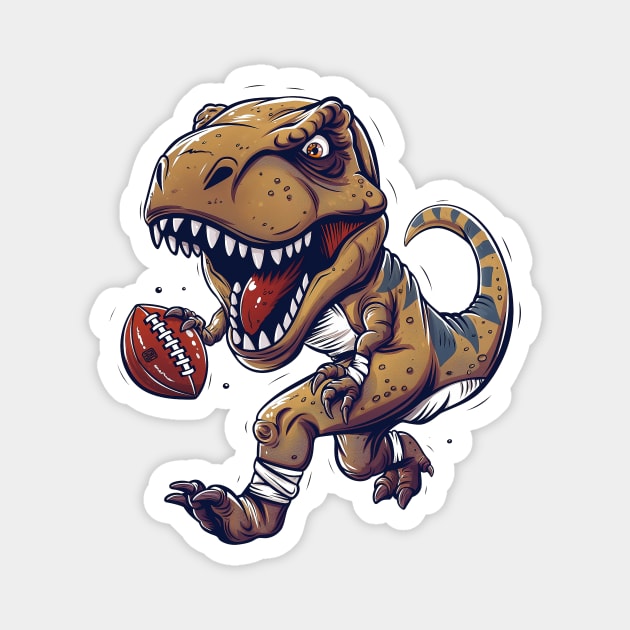 T-Rex Touchdown Football Magnet by Wintrly