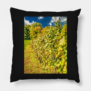 Vineyard-autumn painting, oil painting, nature Pillow