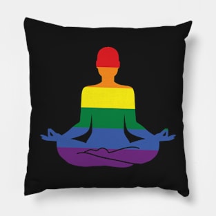 Yoga Pose Lotus with Gay FLAG Pillow