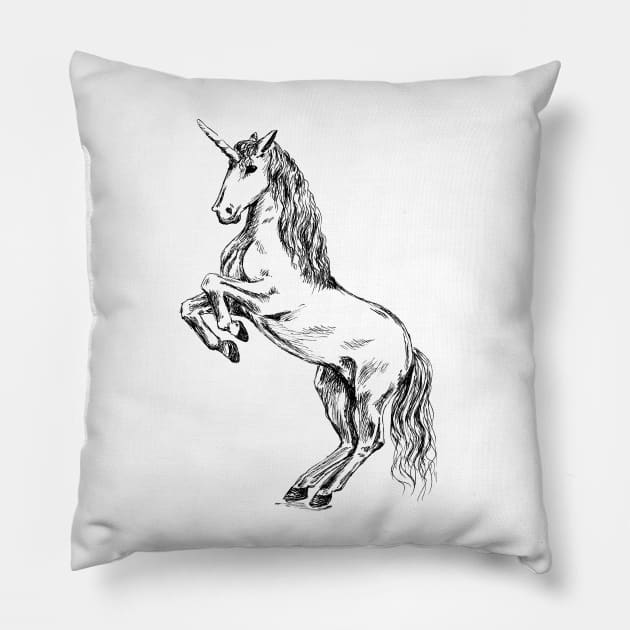 Unicorn image Pillow by rachelsfinelines