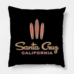 Surf City Santa Cruz California Logo Pack Sticker 3 Surfboards Fan Dark Pillow