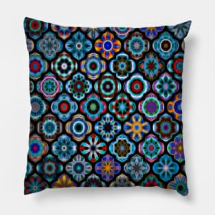 Moroccan tile glowing pattern Pillow