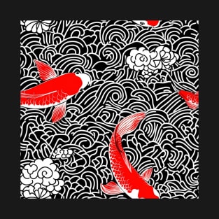 Koi fish nishikigoi pattern Hiroshi Nagai Red T-Shirt