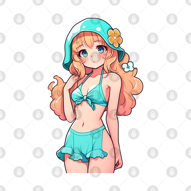 Cute anime girl in bikini by InkPulse