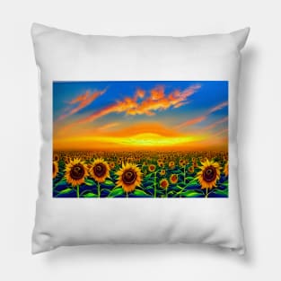 Sunflower field Pillow