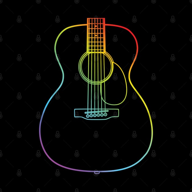 Concert Style Acoustic Guitar Body Colorful Outline by nightsworthy