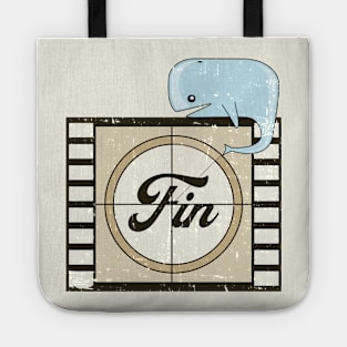 Fin end of movie title with a whale Tote