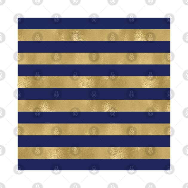 Navy Blue and Gold Metallic Horizontal Stripes by AmyBrinkman