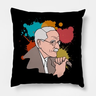 Carl Gustav Jung Portrait - Jungian Psychology Teacher - Paint Edition Pillow