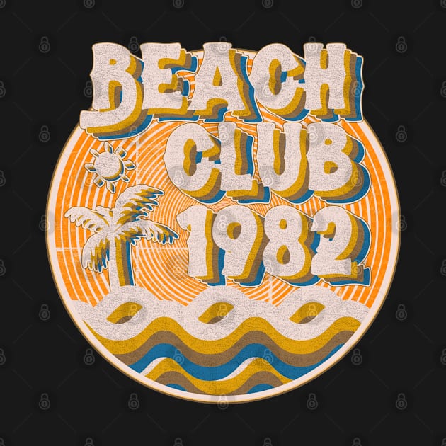 vintage retro beach club 70s 1982 with spirale orange by lord cobra