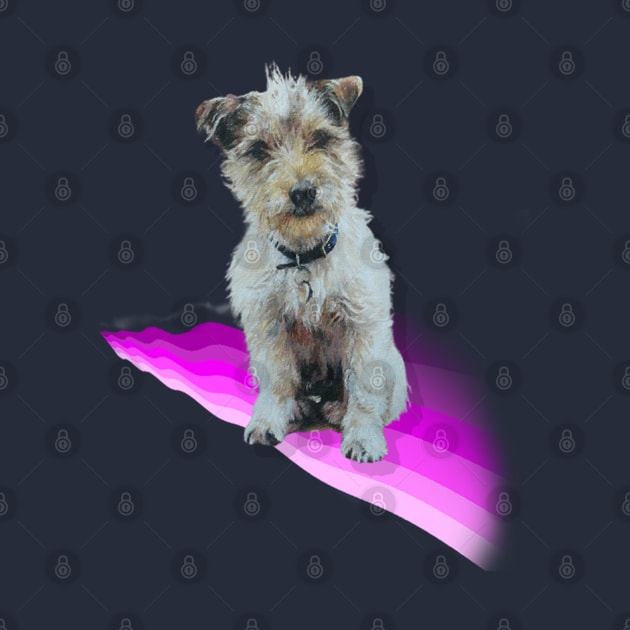 Scruffy Jack Russell Terrier on a rainbow wave! by StudioFluffle