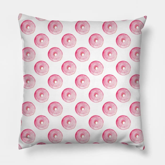 Pink Donut Pattern Pillow by shoko