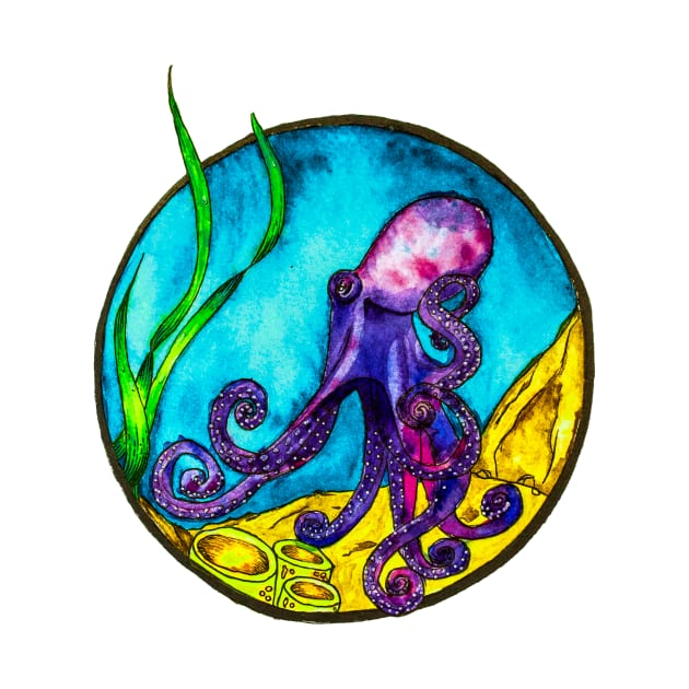 Octopus the Thinker by Bee Helen Art