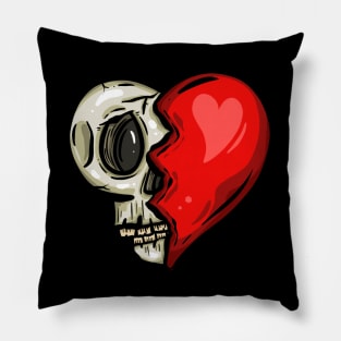 Heart Skull Valentines Halloween Cartoon Logo Pillow