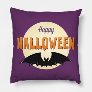 Happy Halloween - Scary Bat in Moonlight Pillow