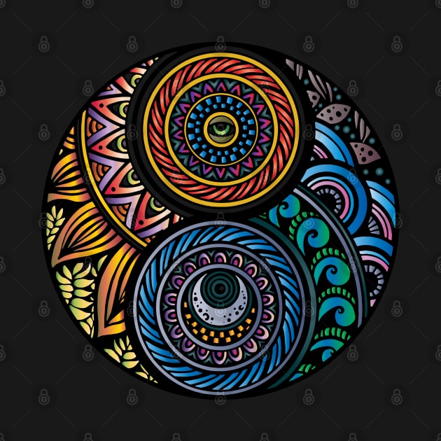 TRIPPY YINYANG MANDALA by asiancoffeegirl