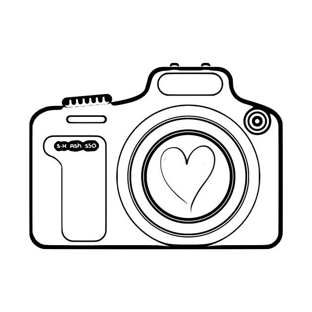 Camera Sketch in Black and White with a Heart by CreativeLimes