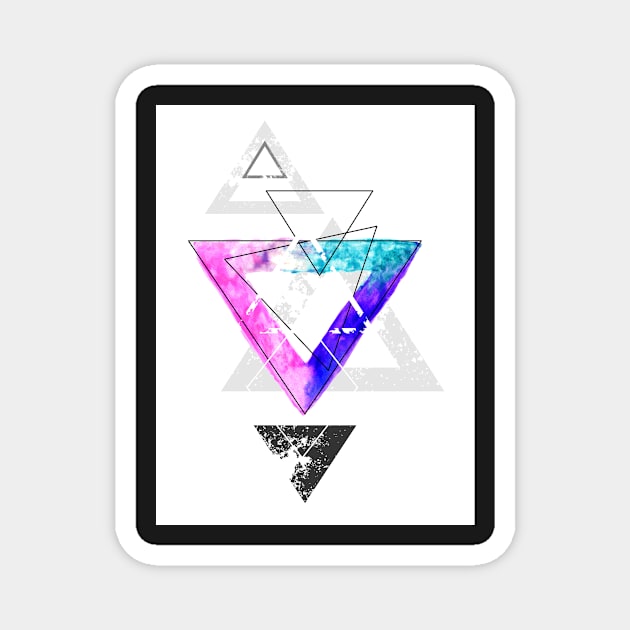 Geometry with watercolor triangle Magnet by Blackmoon9