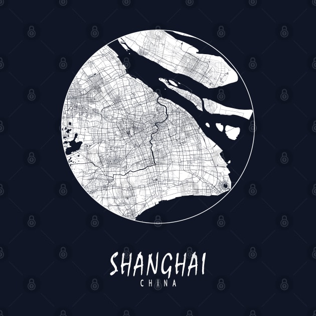 Shanghai, China City Map - Full Moon by deMAP Studio