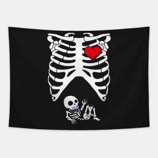 Spooky Skeleton Costume Pregnant Mommy of Boy Tapestry