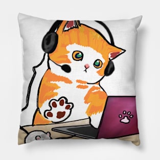 Work from home cat Pillow