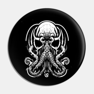 Black and White Cthulhu Art Pin