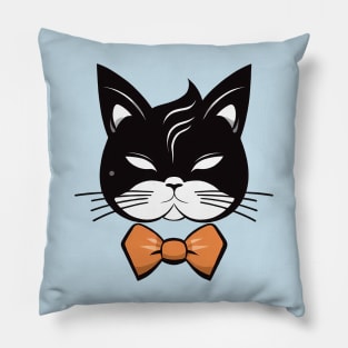 Black and white cat with a bow tie Pillow