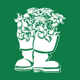 Bunch Berry White Lineart Rain Boots T-Shirt