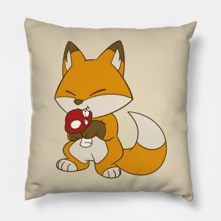 Fox Eating Mushroom Pillow