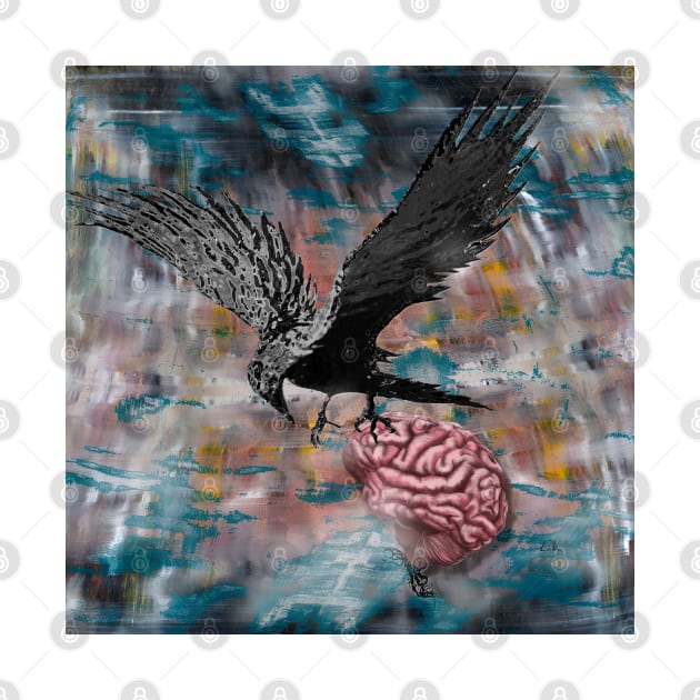 Bird Brain Ravens Abstract Art by Dual Rogue