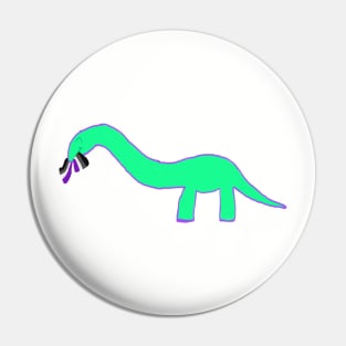 Asexual Longneck dinosaur with pride flag Pin