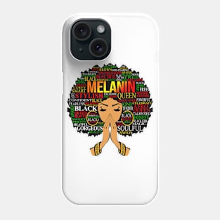 Melanin Words Art Afro Natural Hair Black Queen Phone Case