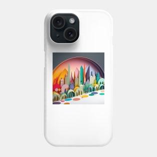 3D Effect Papercut Art - Cityscape Scene Phone Case