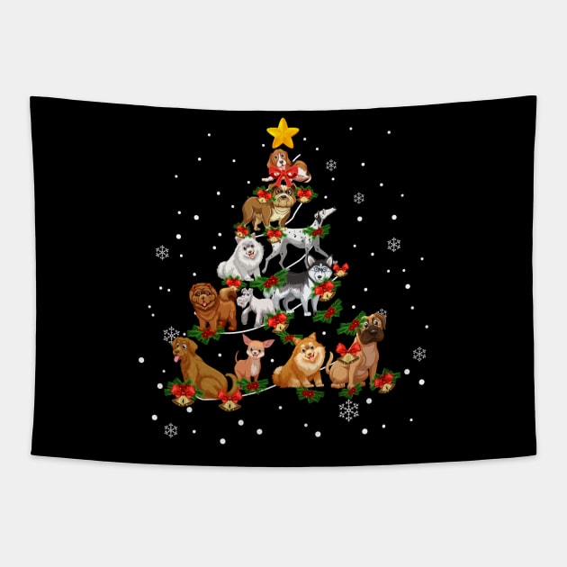 Dog Lover Christmas Tree for Men Women Kids Tapestry by johnbbmerch