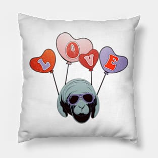 manatee floats on balloons Pillow