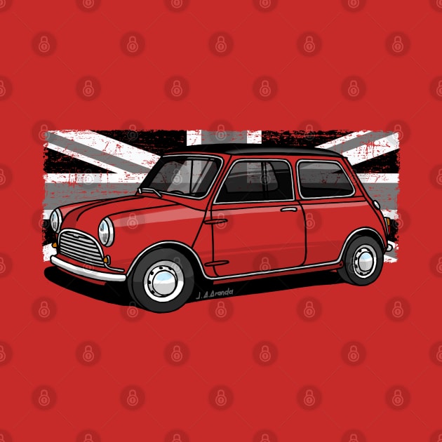 The classic English sport utility vehicle with Union Jack background by jaagdesign