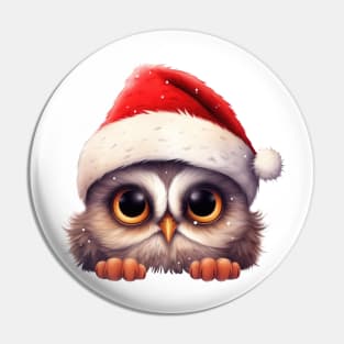 Christmas Peeking Baby Owl Pin