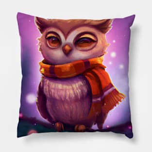 Cute Owl Drawing Pillow