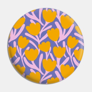 Boho tulips flower pattern in lavender and yellow Pin