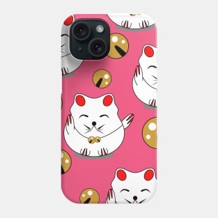 Cute Maneki Neko Cat Kids Pattern Seamless Phone Case