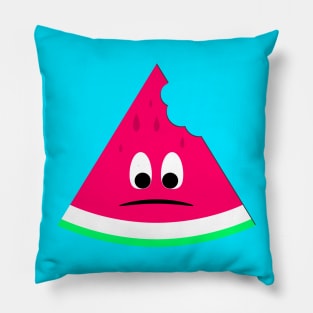 Cute sad bitten piece of watermelon Pillow