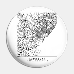 BARCELONA SPAIN BLACK CITY STREET MAP ART Pin