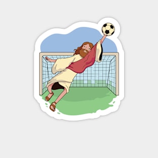 Jesus Saves // Funny Jesus Soccer Cartoon Magnet