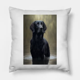 flatcoated retriver "honey" Pillow