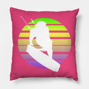 Kitesurfing Female Rider Silhouette Retro Sunset Pillow