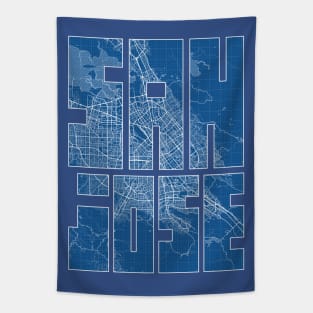 San Jose, USA City Map Typography - Blueprint Tapestry