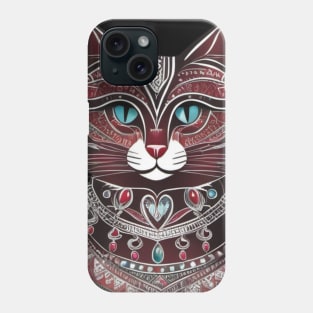 Engraved Elegance Feline Phone Case