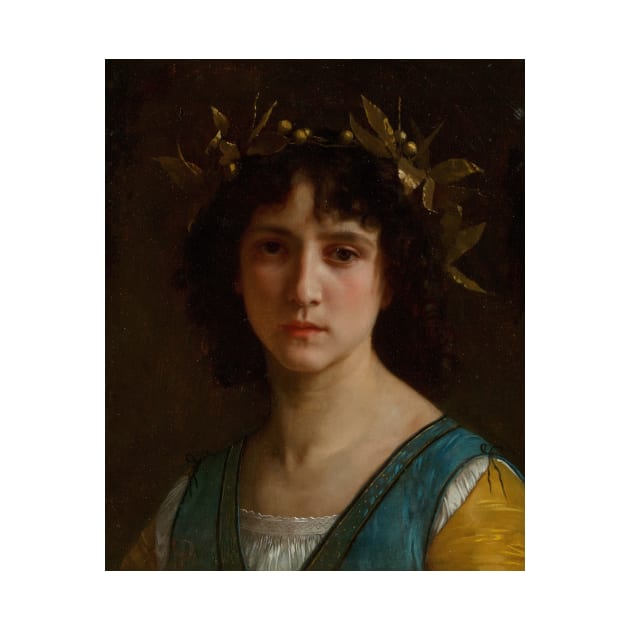 Head of an Italian Girl with a Laurel Wreath by William-Adolphe Bouguereau by Classic Art Stall