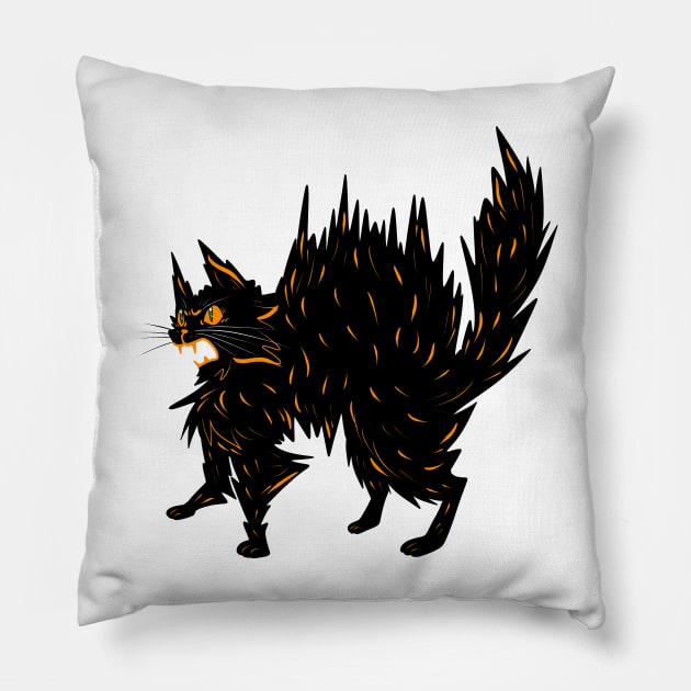 Angry Halloween Black Cat Pillow by saradaboru